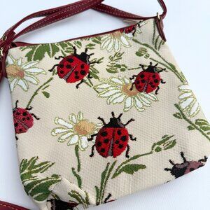 Sainty Ladybug & Flower Tapestry Crossbody Purse – BNWOT – Vintage Style